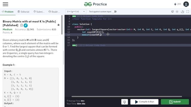 Binary Matrix with at most K 1s | Problem of the Day : 17/07/2022 | Abhinav Awasthi смотреть онлайн