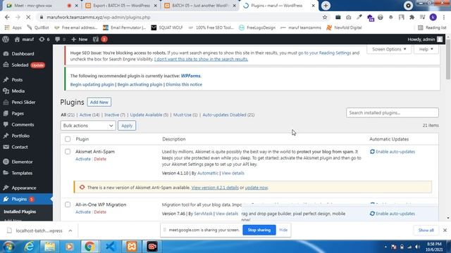 Batch - 5 | Class 11 | WordPress Migration with All-in-One Migration Plugin смотреть онлайн