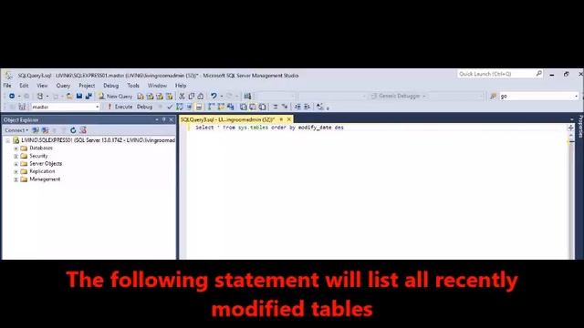 MSSQL - List recently modified tables in database смотреть онлайн