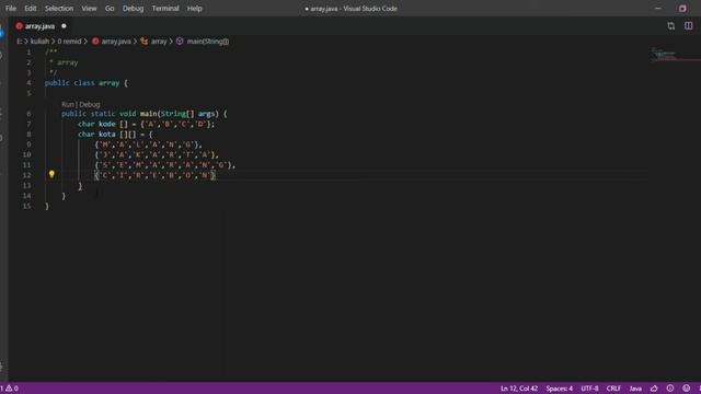 ● array java Visual Studio Code смотреть онлайн