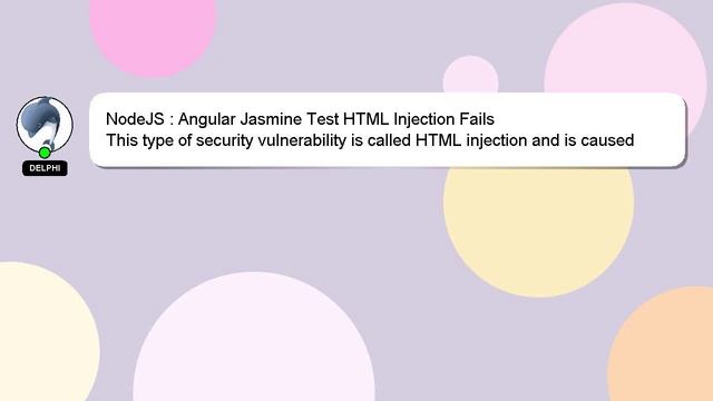 NodeJS : Angular Jasmine Test HTML Injection Fails смотреть онлайн