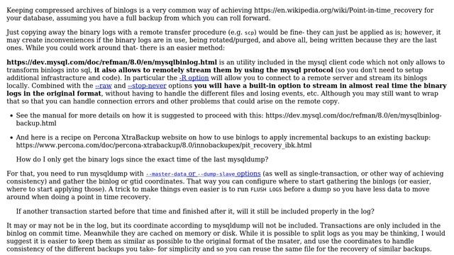 Databases: Using MySQL binary logs to keep backups between database dumps? (2 Solutions!!) смотреть онлайн