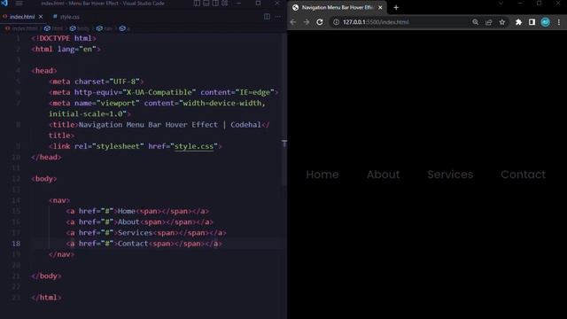 Animated Navigation Bar in HTML and CSS | Menu Hover Animation Effects смотреть онлайн