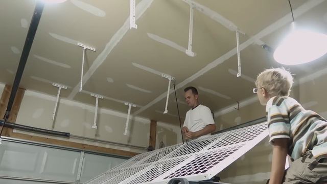 How to install a Overhead Garage Storage Rack - CEILING MOUNT SHELF смотреть онлайн