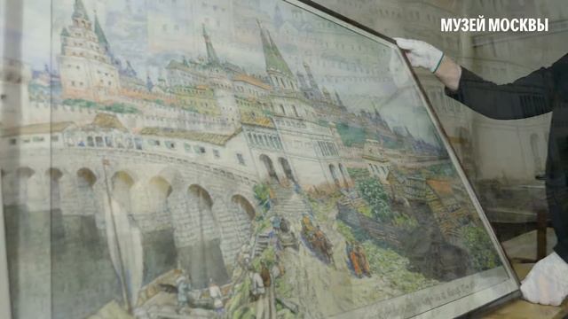 Картина Аполлинария Васнецова «Расцвет Кремля. Всехсвятский мост и Кремль в конце XVII века». 1922 смотреть онлайн