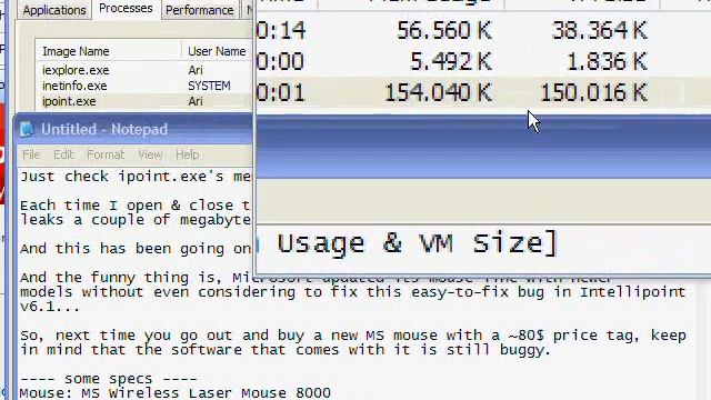Microsoft IntelliPoint v6.1 Memory Leak смотреть онлайн