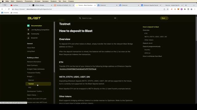 Testnet Blast | Подробная инструкция | Тестовые токены