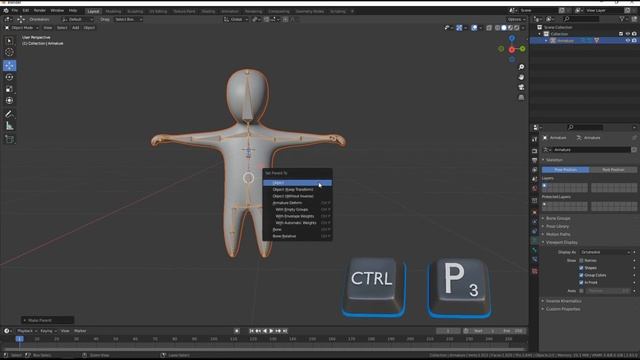 Создание виртуального скелета Armature в Blender смотреть онлайн