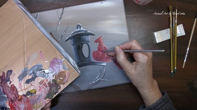How to Paint Cardinal and Bird Feeder | Acrylic Painting смотреть онлайн