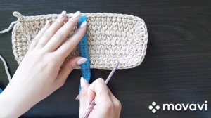 Вязаная прямоугольная корзина из хлопкового шнура | узор «крестики» | DIY Knitted rectangular baske