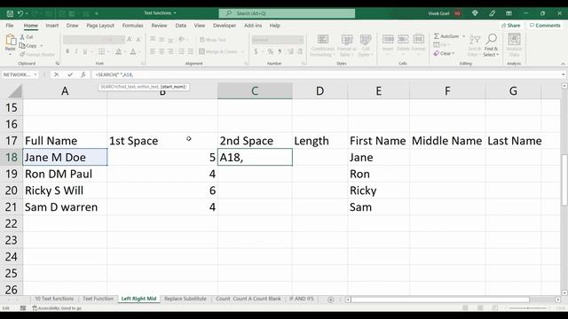 Search Function in Excel with Left Mid Right function | Excel Practical Text Questions смотреть онлайн