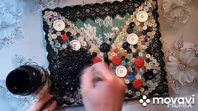 Панно из пуговиц.Поделка из бросового материала. смотреть онлайн