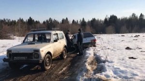 Нива 21213. Испытания резины Kama flame по первой весенней грязи с прицепом