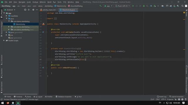 Alert Dialog showing in android studio programmatically смотреть онлайн