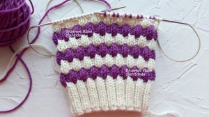 Двухцветный узор на основе резинки 2 на 2 по кругу!