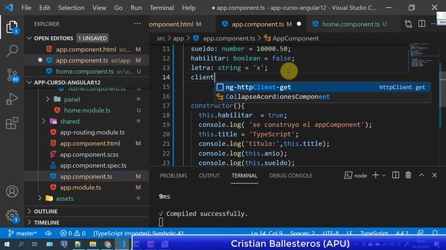 TypeScript en Angular 12 constructor ngOnInt variables globales let console.log mostrar x consola смотреть онлайн