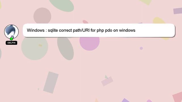 Windows : sqlite correct path/URI for php pdo on windows смотреть онлайн