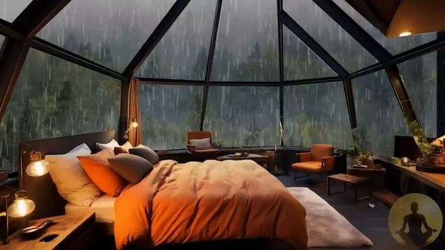 Beautiful Rain Sounds For Sleeping - Relaxing Thunder & Rain Sound, Crackling Fireplace For Sleepin