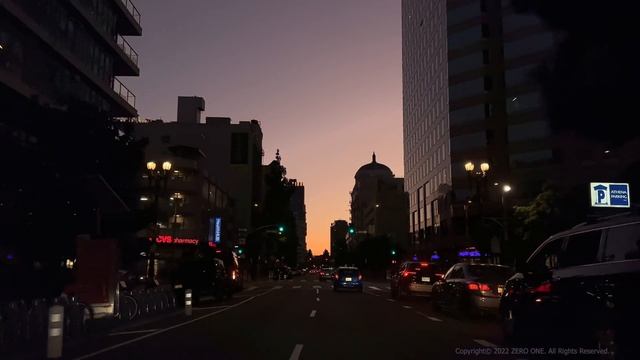 Los Angeles Downtown Driving from sunset to twilight ?? LA, California, USA. Travel Guide, [4K HDR смотреть онлайн