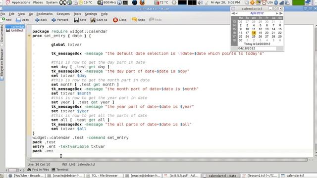 Programming in Tcl/Tk Lesson 36: Adding and Using A Calendar. (English Version) смотреть онлайн