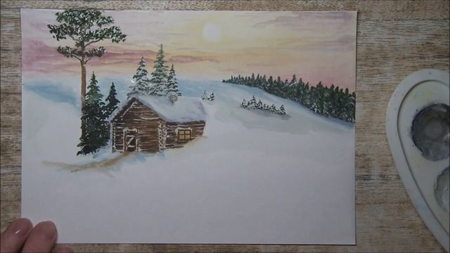 #art Очень простой пейзаж (рисуем гуашью) Зимний пейзаж (2019) смотреть онлайн