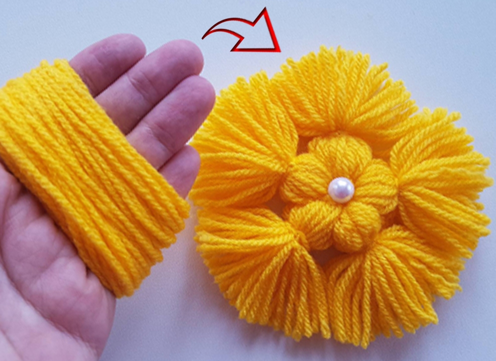Объмная ручная вышивка | Удивительная идея для изготовления цветов из пряжи ✔️ смотреть онлайн