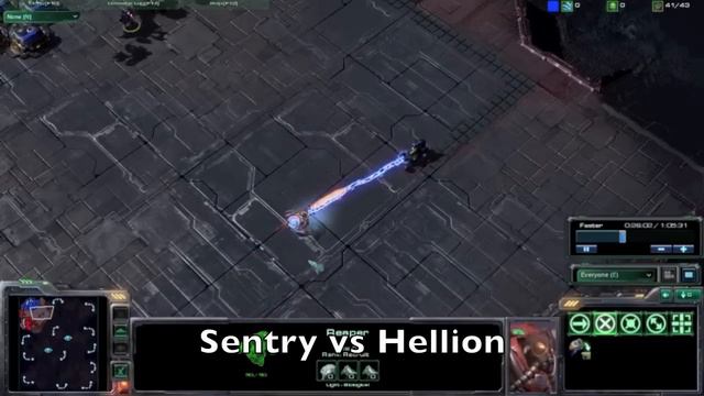 Starcraft 2 - Protoss Sentry vs Terran Hellion - No Upgrades/Abilities смотреть онлайн