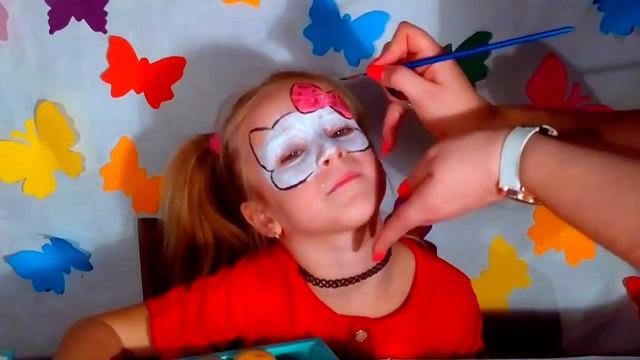 Макияж Аквагрим Эвочки Хеллоу Китти к Хеллоуину! Мульт образ, яркий фейс арт смотреть онлайн