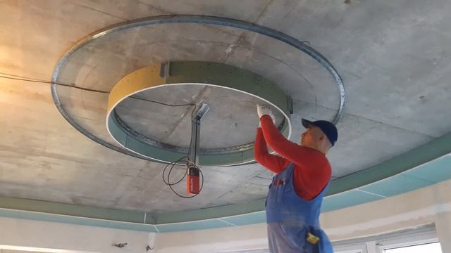 Как начинать собирать круг в трёх уровнях на потолке из гипсокартона смотреть онлайн