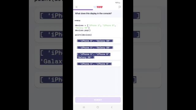 List ( append , insert,pop)مراجعة استخدام اوامر داخل القوائم #python #mimo #order #code смотреть онлайн