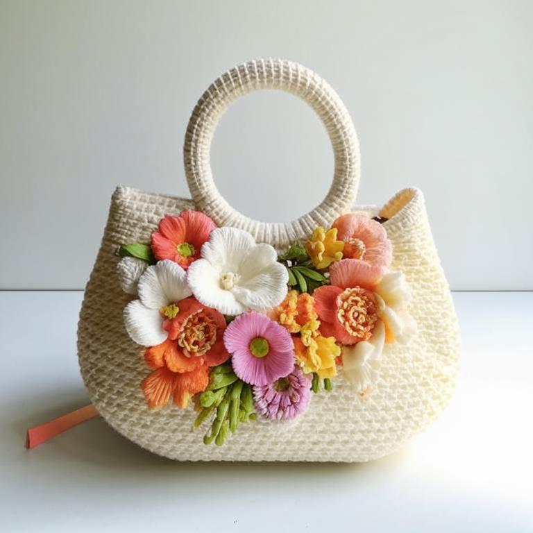 Сумки с цветами и листьями в бежевых и сливочных тонах. От нейросети. ВЯЗАНИЕ - ПОДБОРКА №11. смотреть онлайн