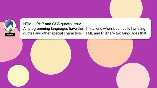 HTML : PHP and CSS quotes issue смотреть онлайн