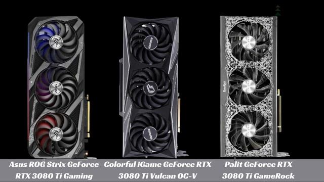Asus ROG Strix 3080 Ti Gaming vs Colorful iGame 3080 Ti Vulcan OC-V vs Palit 3080 Ti GameRock смотреть онлайн