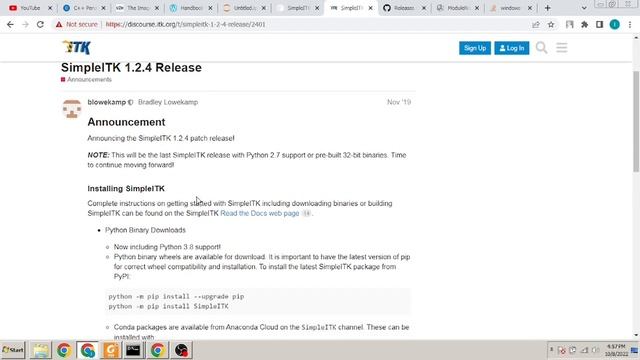 Failed building wheel for SimpleITK | Tested in Windows 7 32 bit Python 3.8 смотреть онлайн