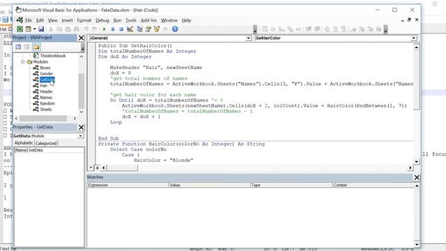 Public Vs Private Sub Routines Or Functions - Excel VBA - Fake Name Spreadsheet