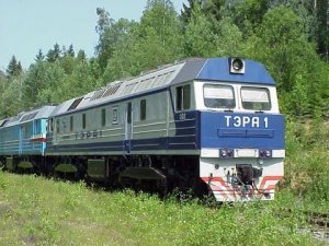 Опытная поездка тепловоза ТЭРА-001 на испытаниях.
