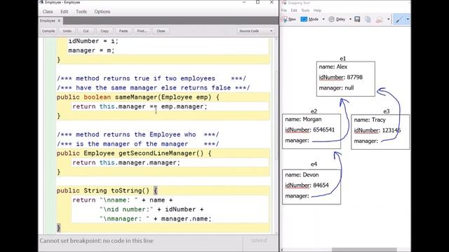 Working with objects example Employee Java смотреть онлайн
