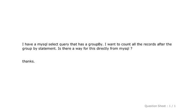 MySQL : count total records after groupBy select смотреть онлайн