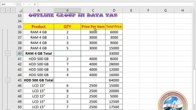 How to use Group Ungroup and SubTotal Outline Group Excel 2016 in Urdu and Hindi смотреть онлайн