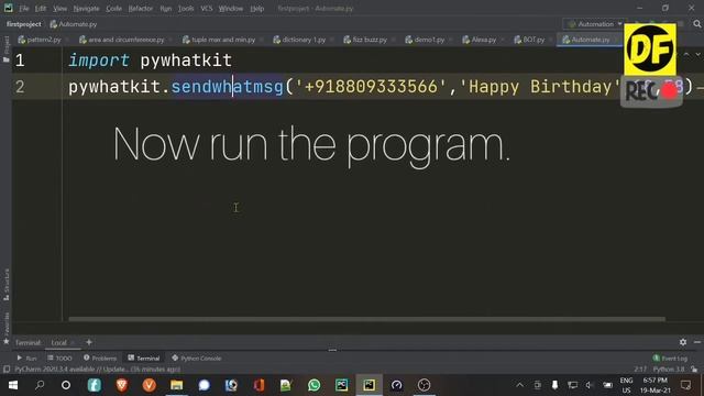 Automate Whatsapp with just 2 lines of PYTHON || Whatsapp Message Scheduler || #DF Exclusive смотреть онлайн