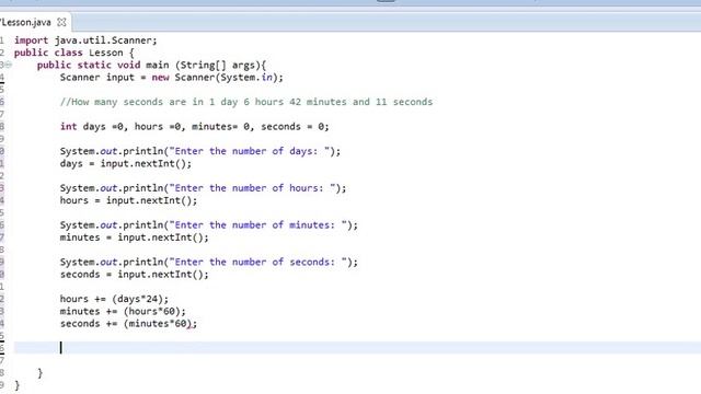 Beginners Java, lesson 5, Calculating the number of seconds in a duration of time. смотреть онлайн