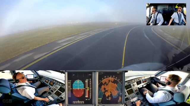 COPENHAGEN (CPH) | Automatic approach + landing in fog on runway 22L | Airbus pilots + cockpit view смотреть онлайн
