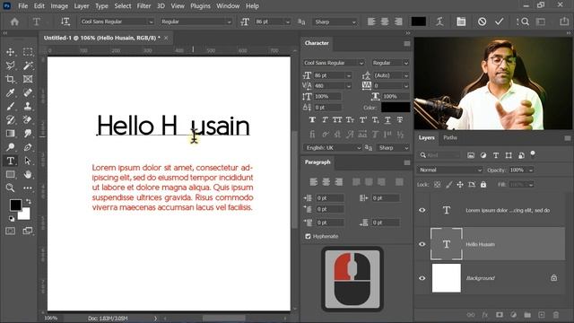 How to use Type tool, Anti Aliasing, Character & Paragraph, Photoshop 2022 in हिंदी /اردو Class 24 смотреть онлайн