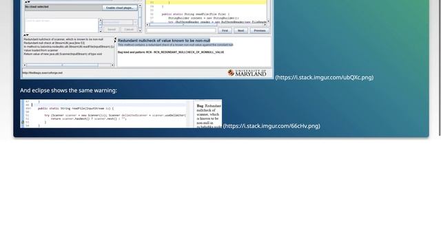 Redundant nullcheck of value known to be non-null or possible bug in findbugs смотреть онлайн