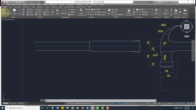 Bài tập AutoCAD 2D - Vẽ mặt cắt dọc cái búa смотреть онлайн
