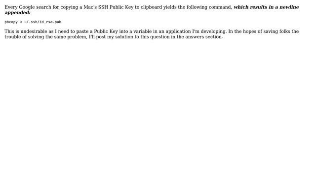 Apple: Copy SSH Public Key to clipboard WITHOUT newline appended смотреть онлайн
