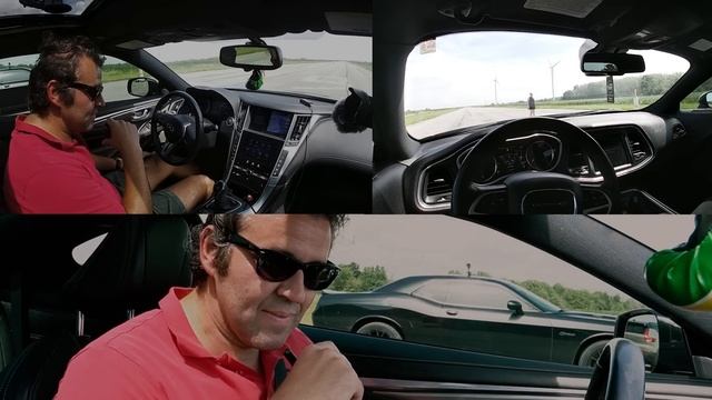 Challenger R/T 5.7 takes on Infiniti Q60 3.0T, one gets walked bad! Drag and Roll Race. смотреть онлайн