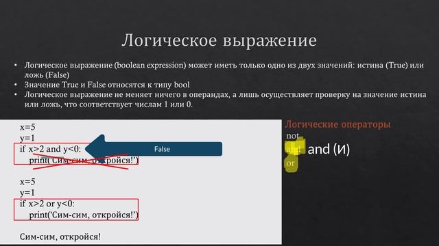 Устройство Python: условные инструкции. Видео_8 смотреть онлайн