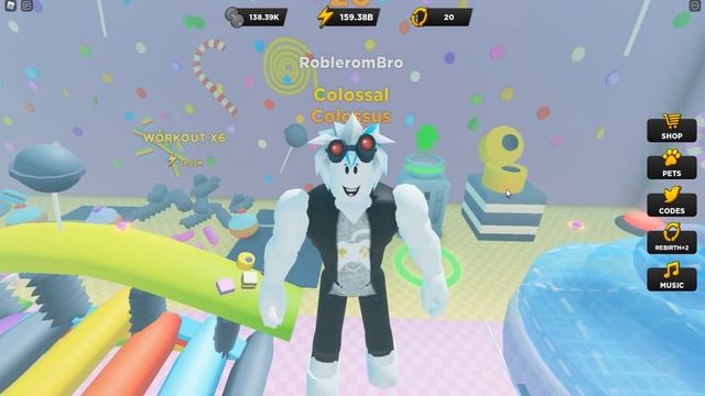КАЧОК СТРОНГМЕН ПЕРЕТАЩИЛ ВСЕ ВЕСА НА КОНФЕТНОЙ ЛОКАЦИИ! ROBLOX Strongman Simulator смотреть онлайн