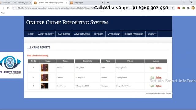 Crime Report Management System | PHP | MySQL смотреть онлайн